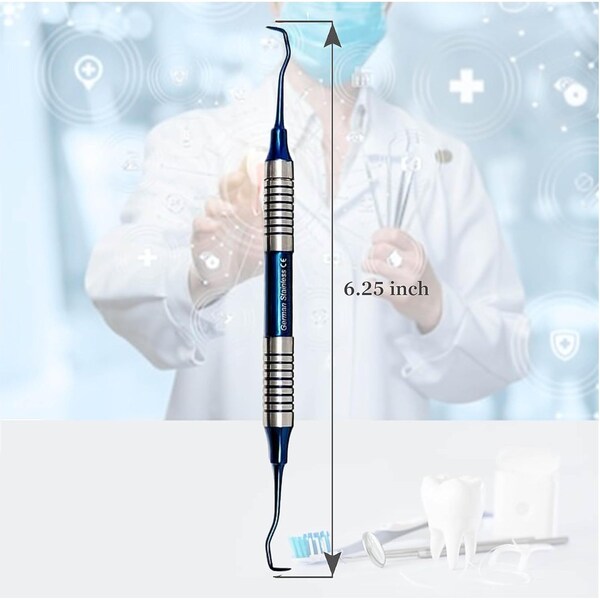 Hollow Handle Sickle Scaler U31/32 Blue Titanium Double Ended Stainless Steel Dental Tool